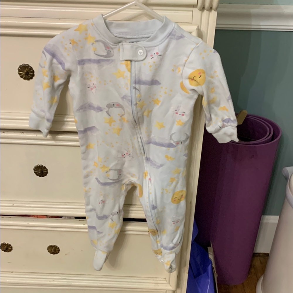 Burt's Bees Baby White and Yellow Footies One Piece